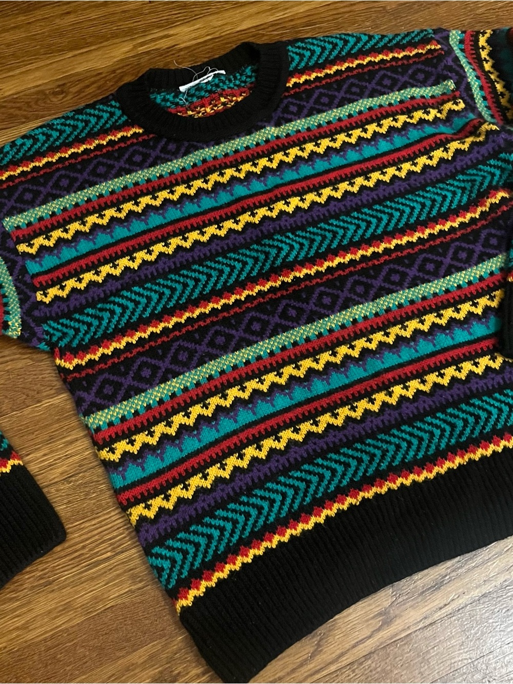 Vtg 90s sweater L XL unisex men’s womens striped Cosby oversized colorful